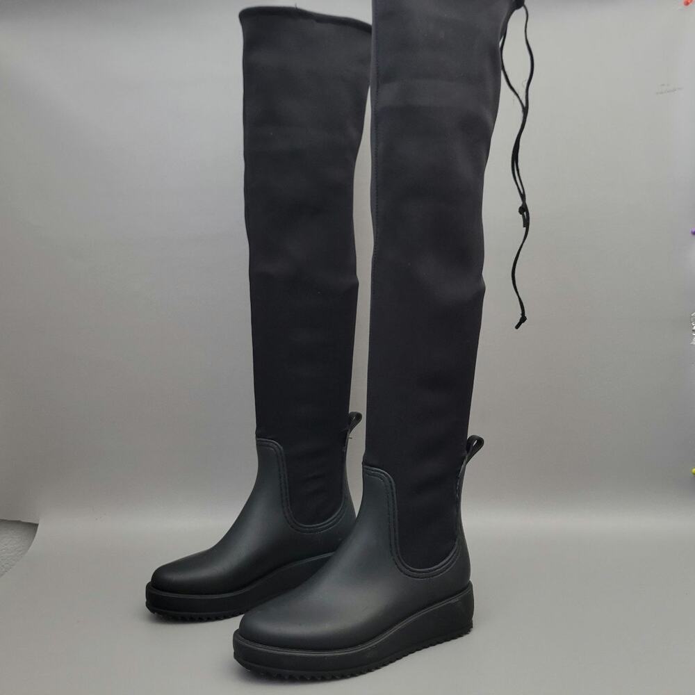 Jeffrey Campbell Monsoon Over The Knee Rain Boot Black Size 7.5